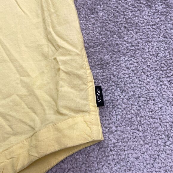 RVCA Kevin Spanky Long Button Down Shirt Mens Small Yellow Striped Short Sleeve - Picture 7 of 13
